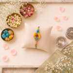 Elegant Turquoise Floral Rakhi