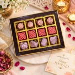 Premium Diwali Chocolate Gift Box with Handmade Almond & Cranberry Chocolates and Dark Chocolate Rocks (NCD26.01)