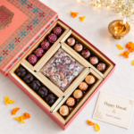 Premium Diwali Gift Hamper with Assorted Laddus, Dark Chocolate Rocks & Berrylicious Trail Mix (NCD26.17)